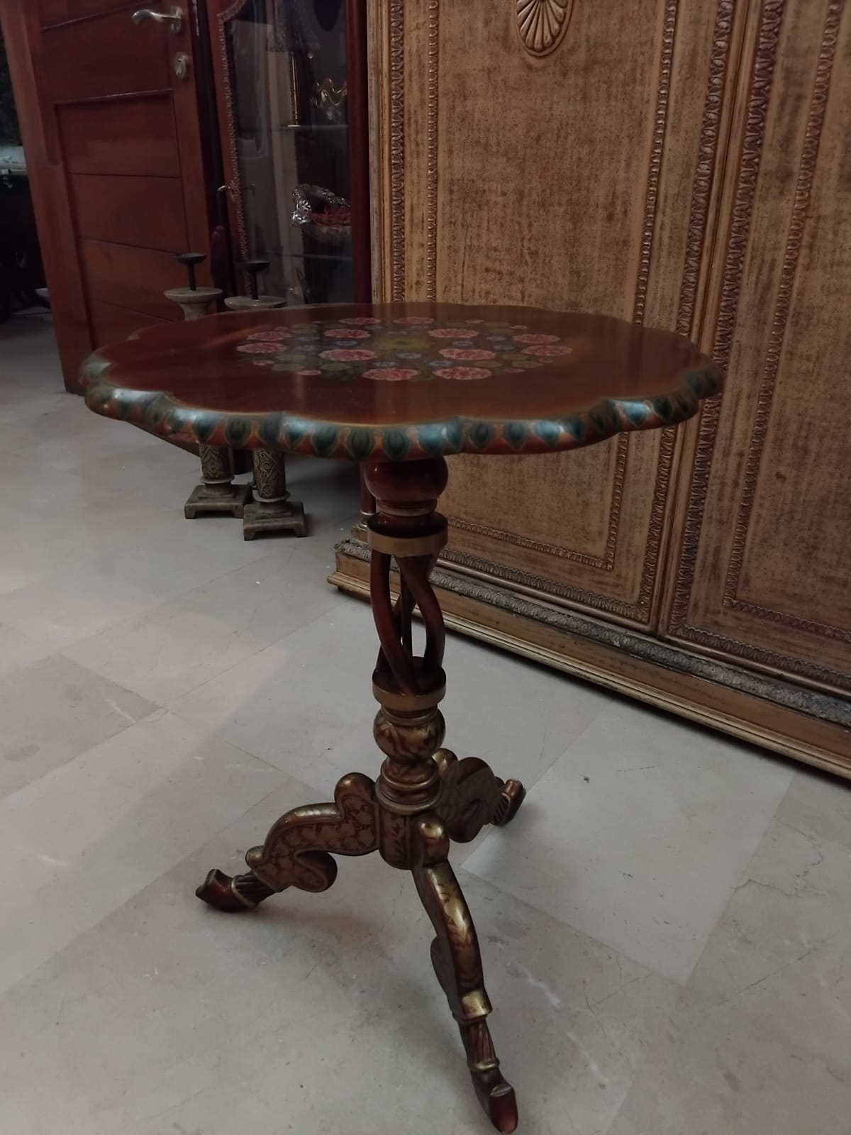 Hand-Painted Floral Side Table - SoUnique.PK